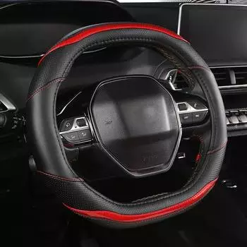 Для Peugeot 3008 4008 5008 чехол на руль автомобиля карбоновое волокно + искусственная кожа аксессуары для салона автомобиля чёрный