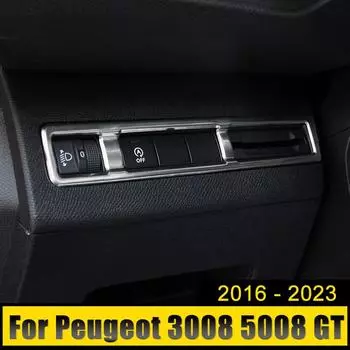 Для Peugeot 3008 5008 GT 2016 2017 2018 2019 2020 2024 2024 2024 Гибридный автомобиль Регулировка фар Ручка Переключатель Крышка Отделка Наклейка серебряный