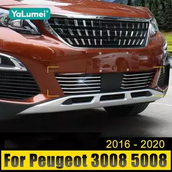 Для Peugeot 3008 5008 GT 2016 2017 2018 2019 2020 гоночные решетки из нержавеющей стали передняя решетка отделка накладки крышки аксессуары серебряный