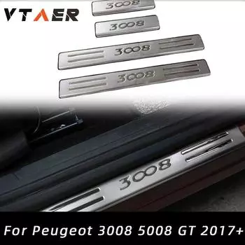 Для Peugeot 3008 II GT 2016-накладка на порог из нержавеющей стали, приветственная педаль, автомобильный Стайлинг, автомобильные аксессуары, 4 шт.