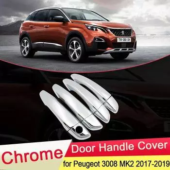 Для Peugeot 3008 MK2 2017 2018 Роскошная хромированная дверная ручка, накладка, автомобильный фиксатор, набор наклеек, аксессуары для стайлинга, экстерьер Peugeot 3008 MK2