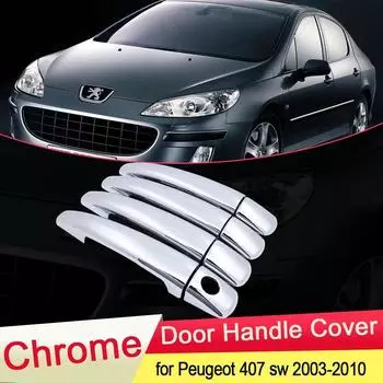 Для Peugeot 407 SW Coupe 2003, 2004, 2005, 2006, 2007, 2008, 2009, 2010, хромированная дверная ручка, накладка, автомобильный набор, аксессуары для стайлинга, ABS Peugeot 407