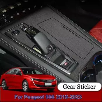 Для Peugeot 508 2022 2023 наклейка на панель передач автомобиля защитная пленка для коробки передач из углеродного волокна черная наклейка для салона автомобиля left-hand drive