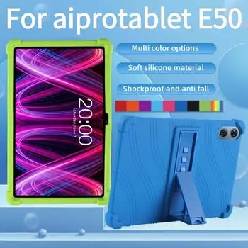 Для планшетов aiprotablet e50 Android 14 12 дюймов чехол, детский мягкий силиконовый регулируемый чехол-подставка защитный чехол For aiprotablet e50 синий