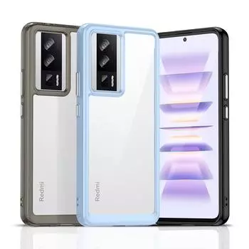 Для POCO F3 F4 Прозрачный ударопрочный силиконовый бампер чехол POCO F5 Pro однотонный матовый прозрачный чехол POCO F3 красный