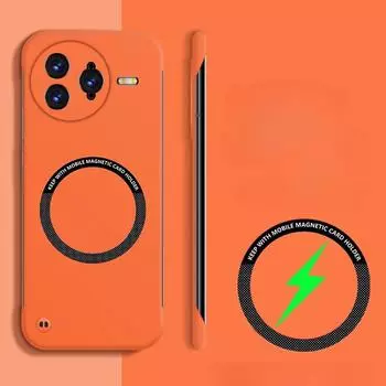 Для POCO F7 Ultra чехол для Magsafe Magnetic Frameless Hard PC Cover Xiaomi POCO F7 Pro F7ultra Wireless Charging Phone Shell For POCO F7 ultra оранжевый