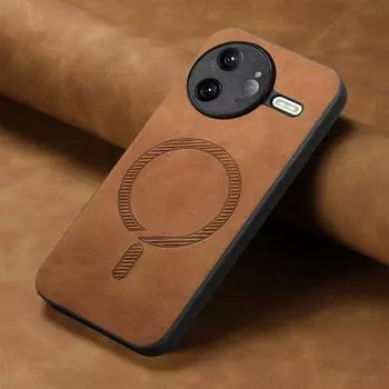 Для POCO F7 Ultra Чехол для POCO F7 Pro Роскошный кожаный чехол для Magsafe Магнитный беспроводной зарядный чехол для POCO X7 Pro F7ultra Shell For POCO F7 Ultra коричневый