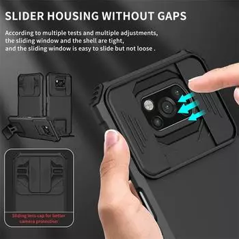 Для Poco X3 Pro Чехол Slide Camera Lens Armor Phone Case для Xiaomi PocoX3 Poco X3 NFC Little X 3 Противоударный Kickstand Back Cover For Poco X3 Pro светло-синий