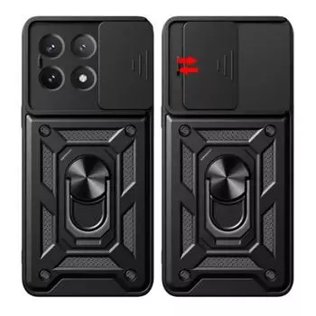 Для Poco X6 Pro 5G чехол Slide Lens Protect Armor противоударный чехол для Poko Little X6 X 6 Pro X6pro Pocox6pro чехол-держатель кольца For Poco X6 Pro чёрный