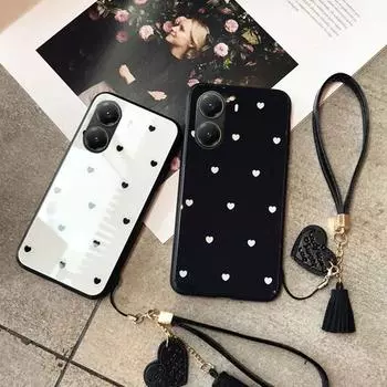 Для POCO X7 Pro Маленький чехол из закаленного стекла Love Heart для XIAOMI POCO X7pro X 7 Pro POCOX7pro Ударопрочный чехол для телефона с кисточкой и шнурком POCO X7 pro