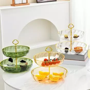 Для подачи еды поднос большой емкости поднос для закусок пластиковая двухслойная фруктовая тарелка золотой