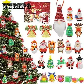 Для подарка, рождественский креативный календарь, подвеска, развлекательный полимерный рождественский календарь с изображением лося и 24 маленьких дверей