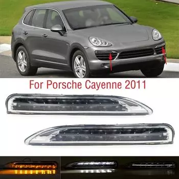 Для Porsche Cayenne 2011 Автомобильный светодиодный передний бампер, противотуманные фары DRL, дневные ходовые огни 95863118100 1PC Left