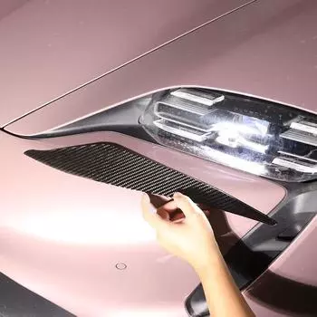 Для Porsche Taycan-2022 Мягкое углеродное волокно, автомобильные фары, декор, лампа для отделки бровей, наклейки для экстерьера автомобиля Carbon Fiber