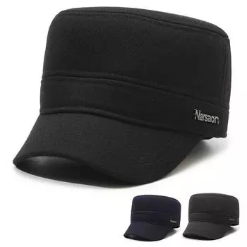 Для пожилых людей теплая флисовая шапка с плоским верхом, защита ушей, холодная шерстяная шляпа, повседневная мужская утолщенная шляпа для пожилых людей Adjustable тёмно-синий