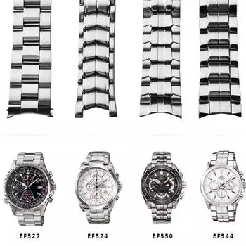 Для превосходного мужского ремешка для часов из нержавеющей стали с изогнутым концом, 22 мм, серебряный браслет с твердыми звеньями, подходит для часов Casio EF-524 EF527/544 EF-550 544,22mm