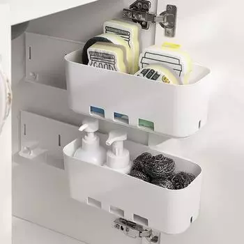 Для приправы подвесная корзина для хранения шкаф Push-pull Box многофункциональный кухонный ящик полка стеллаж настенный без перфорации белый