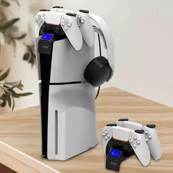 Для PS5 Slim Controller зарядная станция со светодиодной подсветкой Двойной разъем для быстрой зарядки док-станция для Playstation 5 Dualsense Gamepad