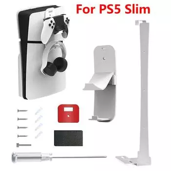 Для PS5 Slim держатель настенный консольный стенд с 2 крюками для гарнитуры контроллера настенный кронштейн для хранения PlayStation 5 Slim