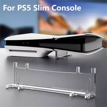 Для PS5 Slim Desktop Base Support Holder Горизонтальная консольная подставка Акриловый прозрачный кронштейн для PS5 Slim Disc&Digital Edition белый