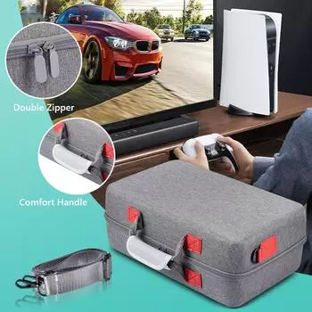 Для PS5 Slim консоль сумка для хранения большой емкости ударопрочный EVA жесткий чехол для переноски для PlayStation5 Slim диск и цифровое издание чёрный