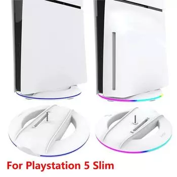 Для PS5 Slim консоль вертикальная подставка с RGB светодиодной атмосферной подсветкой игровая консоль подставка база для PS5 Slim оптический привод/цифровой