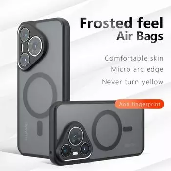 Для Pura 70 Ultra 70Pro Plus матовый чехол магнитный для Magsafe акриловый жесткий чехол для Huawei Mate 70 Pro+ 60pro беспроводной зарядки матовый бампер pura 70 ultra чёрный