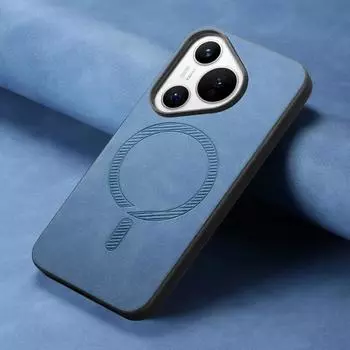 Для Pura 70 Ultra 70pro Plus Роскошный деловой кожаный чехол для беспроводной зарядки Magsafe Magnetic Huawei Pura 70 Pro+ Защитный бампер pura 70 чёрный