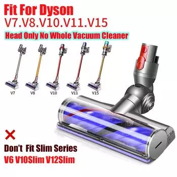 Для пылесоса Dyson V7 V8 V10 V11 V15 Anti Entangleme Direct Drive Cleaner Head, Motorhead Cleaner Head Brush Turbine Tool светло-серый