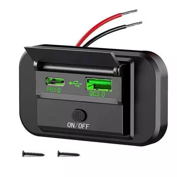 Для QC3.0 PD USB-C Автомобильная быстрая зарядка, розетка для подачи питания, панельная розетка, быстрое зарядное устройство для кемпера, фургона, автофургона красный