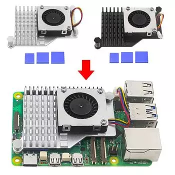 Для Raspberry Pi 5 Active Cooler Официальный радиатор с вентилятором и регулируемой скоростью охлаждения, совместимый с радиатором держатель чёрный