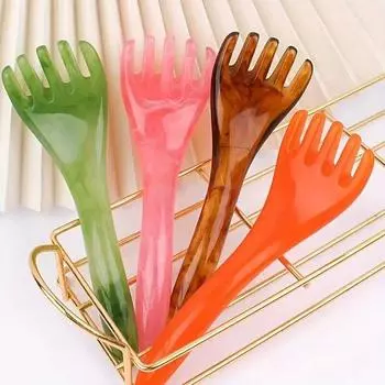 Для расслабления, выскабливания акупунктурных точек, улучшения кровообращения, декомпрессии, меридиана, расчески, декомпрессионного инструмента, массажного инструмента, массажера с пятью когтями, массажа кожи головы оранжевый