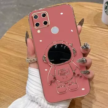 Для Realme 11 11X 10 9 4G 5G Pro + Plus GT Master Neo 2 3 3T GT3 чехол Мягкий силиконовый чехол с держателем космонавтов задняя крышка кронштейн чехол для телефона For Realme 11 4G фиолетовый