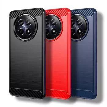 Для Realme 12 5G Чехол для Realme 12 Чехол 6,74 дюйма из углеродного волокна Противоударный силиконовый защитный бампер для Realme 12 Fundas For Realme 12 5G чёрный