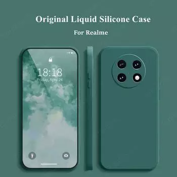Для Realme 12 5G чехол Realme 12 Funda Coque мягкий оригинальный жидкий силиконовый защитный чехол для камеры телефона Realme 12 For Realme12 5G чёрный