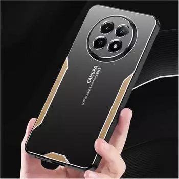 Для Realme 12 Чехол Металлический Алюминиевый Чехол Защитный Объектив Морозный Чехол Предотвращает Отпечатки Пальцев Металлический + TPU Чехол Для Realme 12 For Realme 12 синий