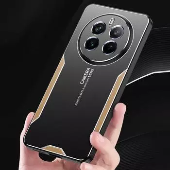 Для Realme 12 Plus Чехол Металлический Алюминиевый Чехол Защитный Объектив Frost Чехол Для Realme 12+ 12pro Предотвращает Отпечатки Пальцев Металл+TPU For Realme 12 Plus синий