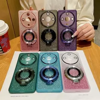 Для Realme 12 Pro Plus 5G Bling Ring Holder Противоударный чехол Блестящий чехол Rugger Armor ТПУ для OPPO Reno11 F Reno 11 Pro For Realme 12 5G светло-синий