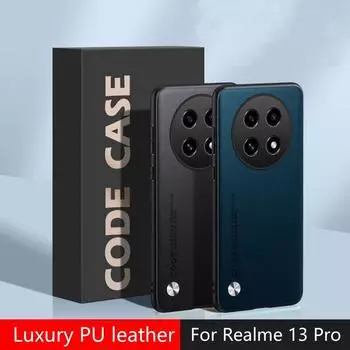 Для Realme 13 Pro Plus Роскошный силиконовый кожаный задний чехол для OPPO Realme 12X 12 Pro 12 Plus Защитный чехол для камеры Модный противоударный бампер For Realme 13 Pro чёрный