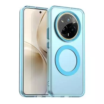 Для Realme 14 Pro Plus 14Pro Магнитный чехол для беспроводной зарядки Magsafe для Realme14 Pro 14 Pro+ Candy PC + TPU противоударный бампер For Realme14 ProPlus синий