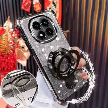 Для Realme 14 Realme14 13 12 Pro Plus C75 C65 C63 C61 C55 C53 C51 Противоударный чехол Глиттер Магнитный держатель-подставка Браслет Крышка Realme C65