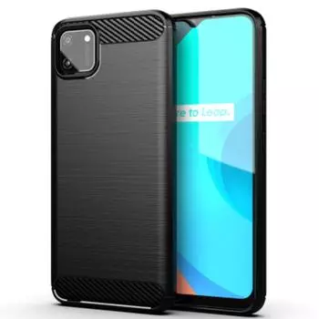 Для Realme C11 чехол силиконовый полный защитный матовый мягкий чехол для телефона для Real me C11 противоударные чехлы из углеродного волокна Coque Fundas Realme C11 чёрный