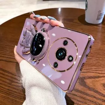 Для Realme C51 C53 C55 C33 C21 C31 C35 C21Y C25Y C30 C30S C20 C11 2021 C15 C17 C12 C25 C25S чехол Мягкая силиконовая задняя крышка-кронштейн чехол для телефона For Realme C51 фиолетовый