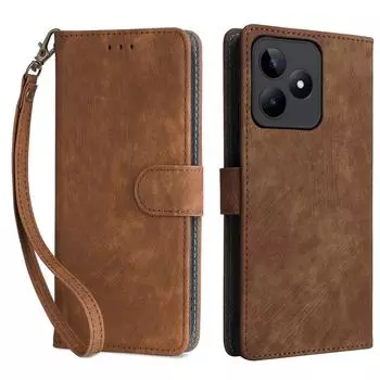 Для Realme C53 (Глобальный)/C53 (Индия)/C51/Note 50 4G/Narzo N53 4G Кошелек с RFID-защитой Чехол-подставка из кожи с защитой от падений Brown