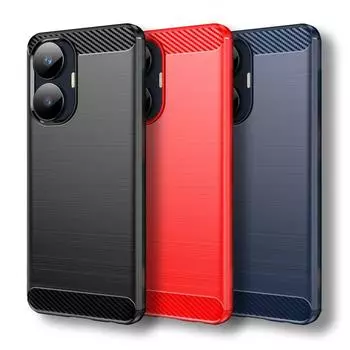 Для Realme C55 Чехол для Realme C55 Чехол 6,72 дюйма из углеродного волокна Противоударный силиконовый бампер для Realme C55 4G Fundas For Realme C55 чёрный