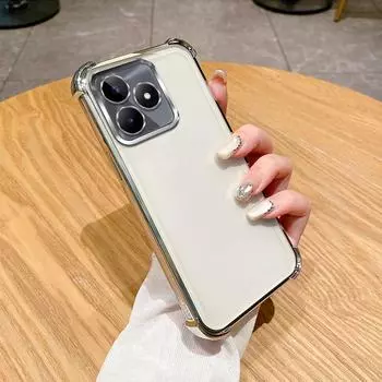 Для Realme C61 Чехол Realme C63 Чехол Realme Narzo N63 Чехол для телефона RMX3939 Бампер Противоударный Защитный Чехол Прозрачная гальваническая пластина For Realme C61