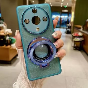 Для Realme C67 4G Realme 11 5G чехол с кольцом-держателем, противоударный чехол, блестящий мягкий чехол из ТПУ для OPPO A59 A79 5G A18 A38 A58 A78 4G For Realme C67 4G светло-синий