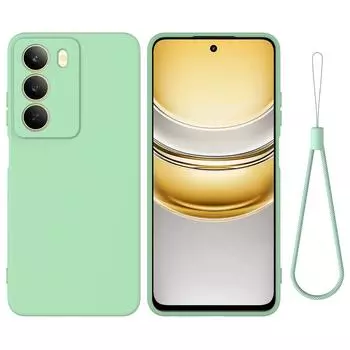 Для Realme C75 5G/C73 5G Чехол из жидкого силикона Задняя крышка телефона с ремешком для руки Green