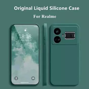 Для Realme GT5 Чехол Realme GT5 GT3 Realme GT Neo 5 3 3T Чехол Coque Funda Мягкий оригинальный жидкий силиконовый задний бампер Realme GT5 For Realme GT5 чёрный