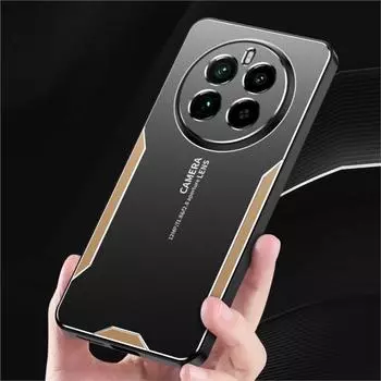Для Realme GT5 Pro Чехол Металлический Алюминиевый Чехол Защитный Объектив Морозостойкий Чехол Для Realme GT5 Pro Предотвращает Отпечатки Пальцев Металл+ТПУ For Realme GT5 Pro синий